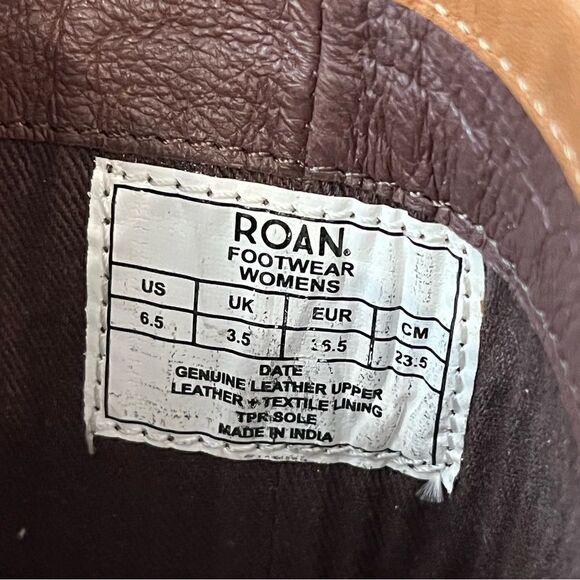 Roan “Date” Dark Tan/Light Brown Leather Riding Boots Size 6.5 - Picture 15 of 15